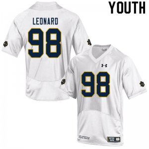 Notre Dame Fighting Irish Youth Harrison Leonard #98 White Under Armour Authentic Stitched College NCAA Football Jersey OZO2199HS